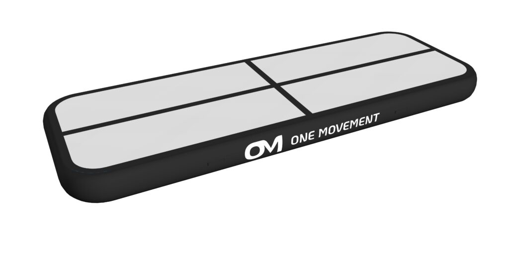 Zwarte One Movement airtrack, opblaasbare turnmat van 20 cm dik
