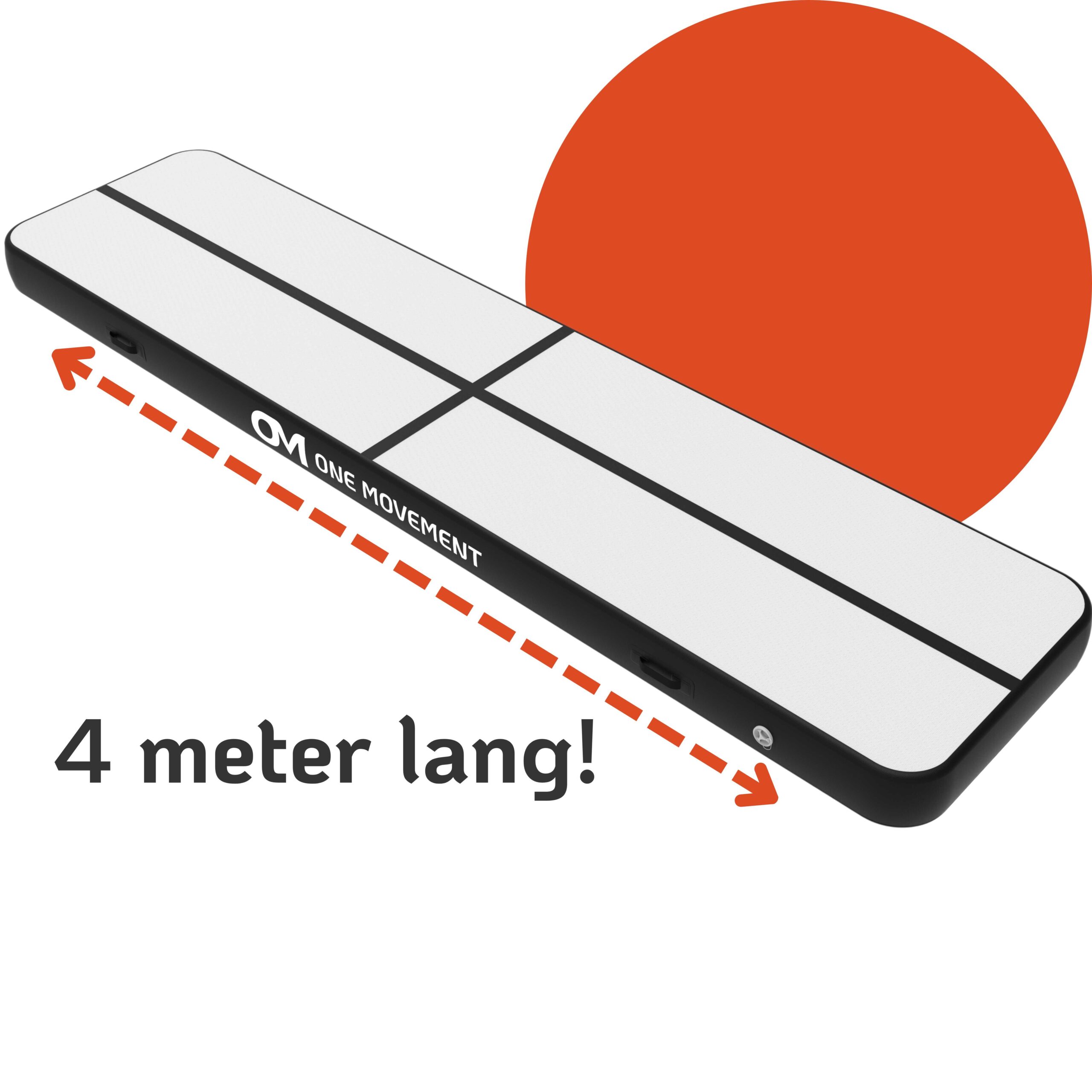 One Movement® Airtrack 4 meter lang | 20 cm dik | Zwart